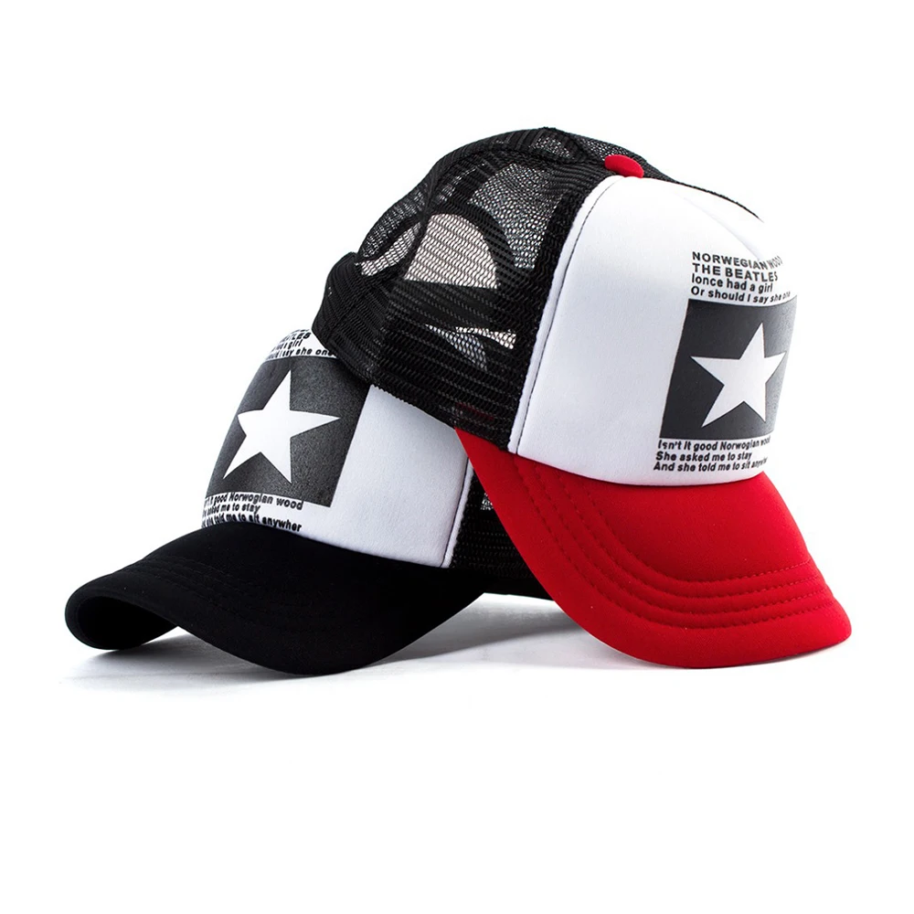 

Casual five-pointed star baseball net cap couple fashion sunshade cap Breathable Nylon Mesh Snapback Hats Adjustable Outdoor