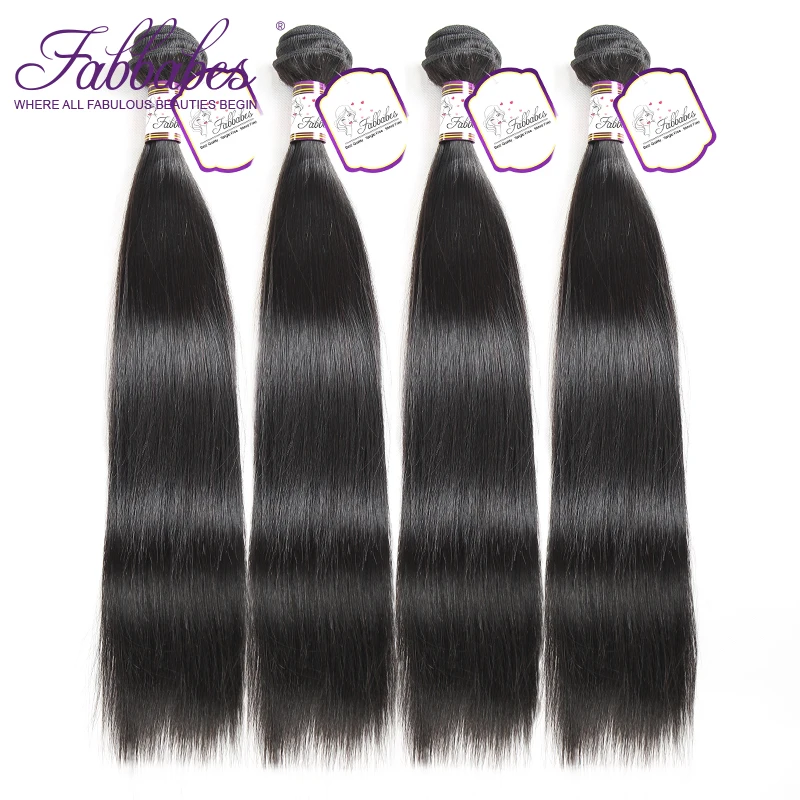 Fabbabes камбоджийский прямые волосы 4 Связки сделки 100% Пряди человеческих волос для