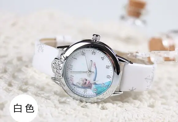 Лидер продаж стильная футболка с изображением персонажей видеоигр Часы Принцесса Эльза часы Anna для присмотра за детьми, для детей Девочка любимый подарок на год Наручные часы Relogio - Цвет: Белый