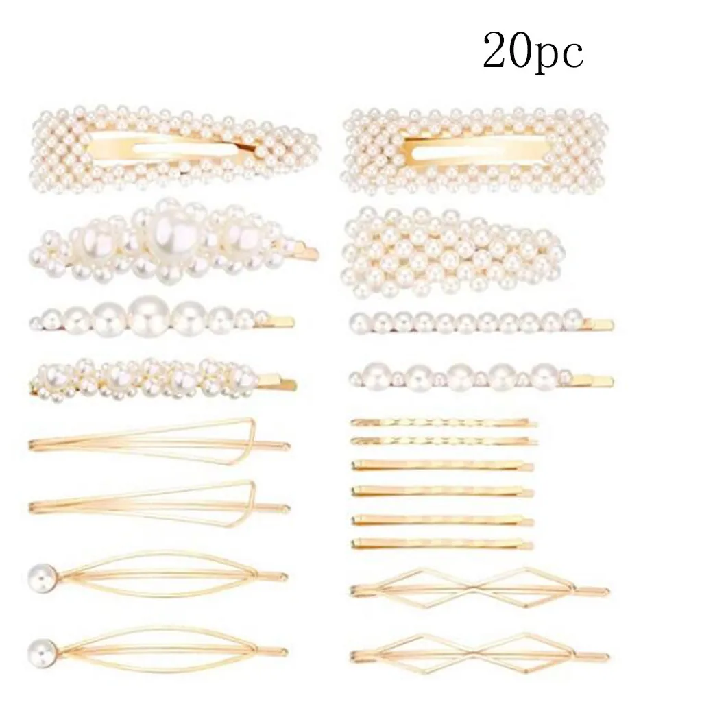

20Pcs/Set Pearl Metal Hair Clip Hairband Comb Women Pin Barrette Hairpin Headdress Accessories Beauty Styling Tools#P30