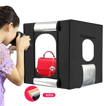 

Free shipping+60cm*60cm Studio soft box LED Shooting Light Tent photo light box lichtbak photo tent set+portable bag +2 Backdrop