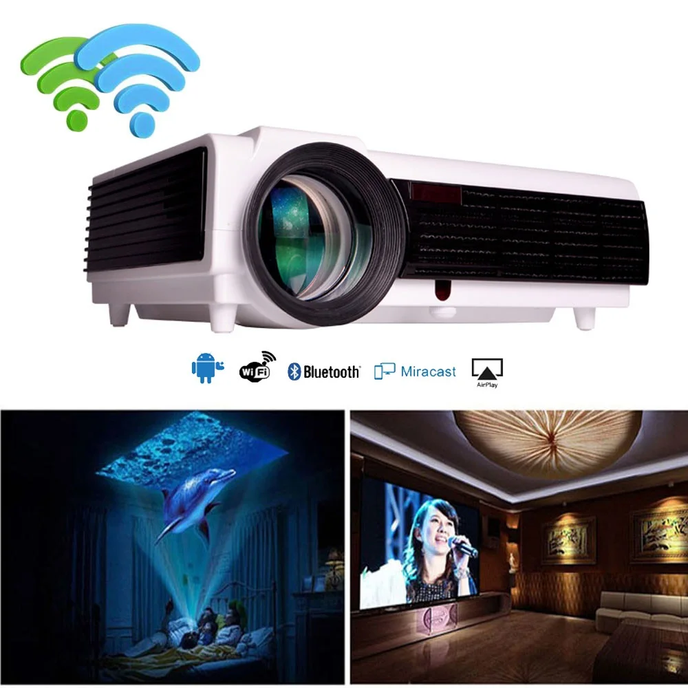 

2018 LED96+Wifi Android projector WiFi Smart LED 96 Proyector 3000lms 1080P video Home theater 3D Full HD LCD Beamer for meeting