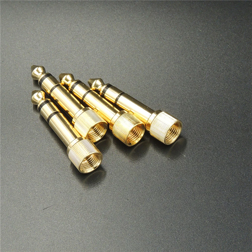 Gold 1/4" 6.35mm Male to 3.5mm Female Plug Stereo Audio Headphone Screw