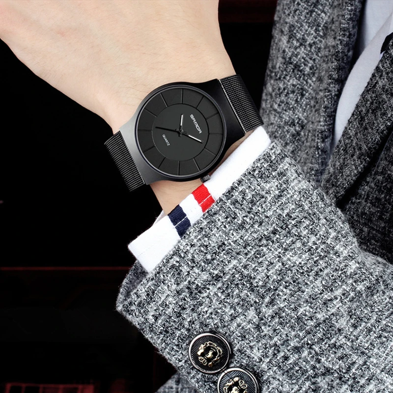 Luxury Men's Quartz Watches Man Casual Stainless Steel Mesh Strap Quartz Watch Fashion Ultra Thin Male Clock Relogio Masculino