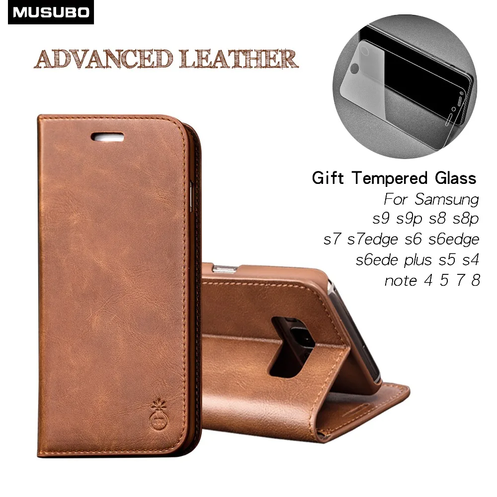 

MUSUBO Luxury Leather Cover Phone Case For samsung galaxy S5 S8 S9 Plus Note8 Leather Wallet Mobile Phone Shell For S6 S7 edge