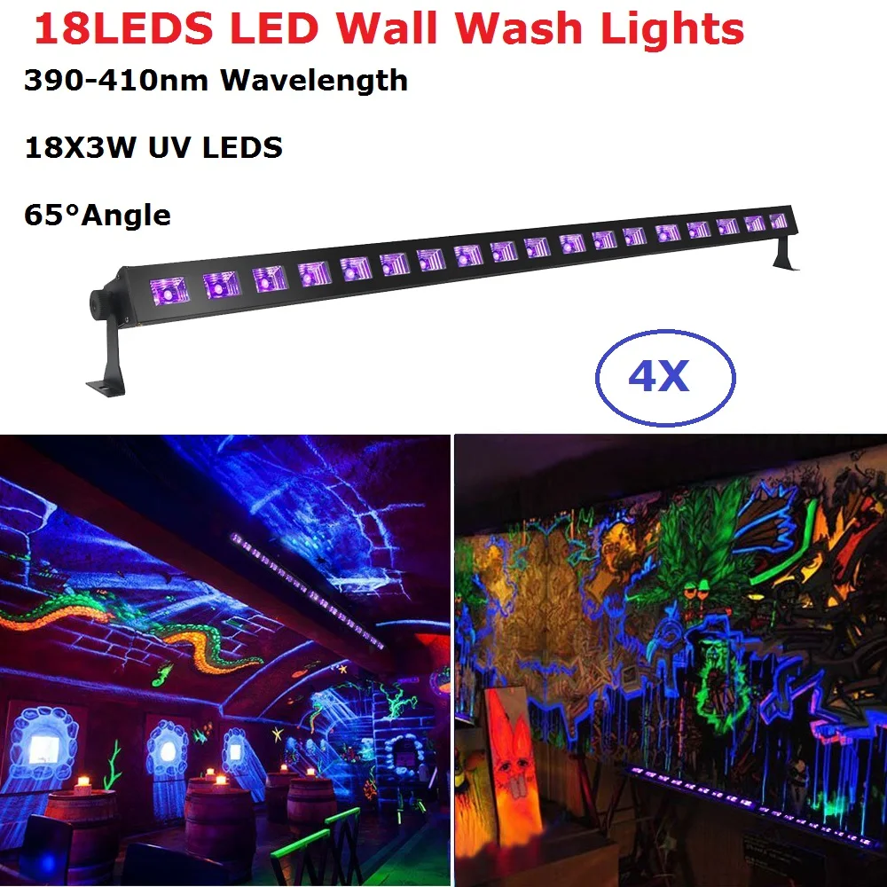 

4Pcs/Lot Newest 18LEDS 3W Wall Washer LED UV Stage Light Bar Black Party Club Disco Light For Christmas Indoor Stage Dj Lights