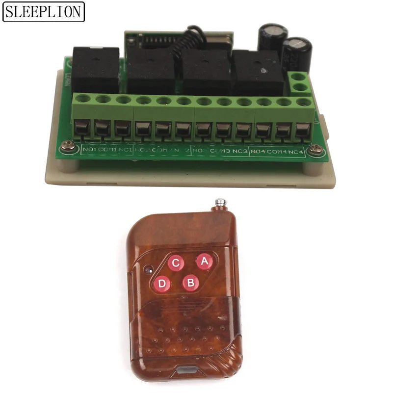 

Sleeplion 315 MHz 433MHz 12V 4CH 10A Wireless Remote Control Switch System 4 Channel Wireless Relay Switch Garage Open Module