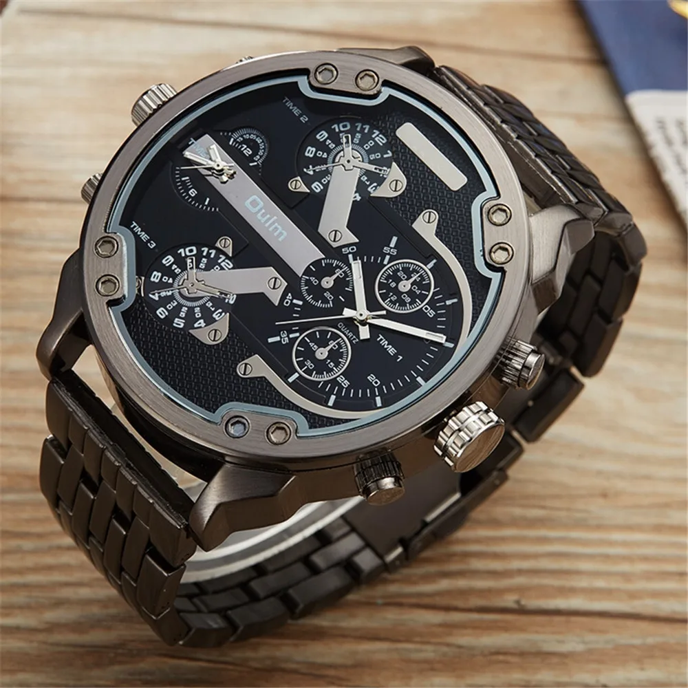 

Oulm Large Big Watches Men Luxury Brand Unique Designer Quartz Watch Male Heavy Stainless Steel Strap Wrist Watch Mens Watches
