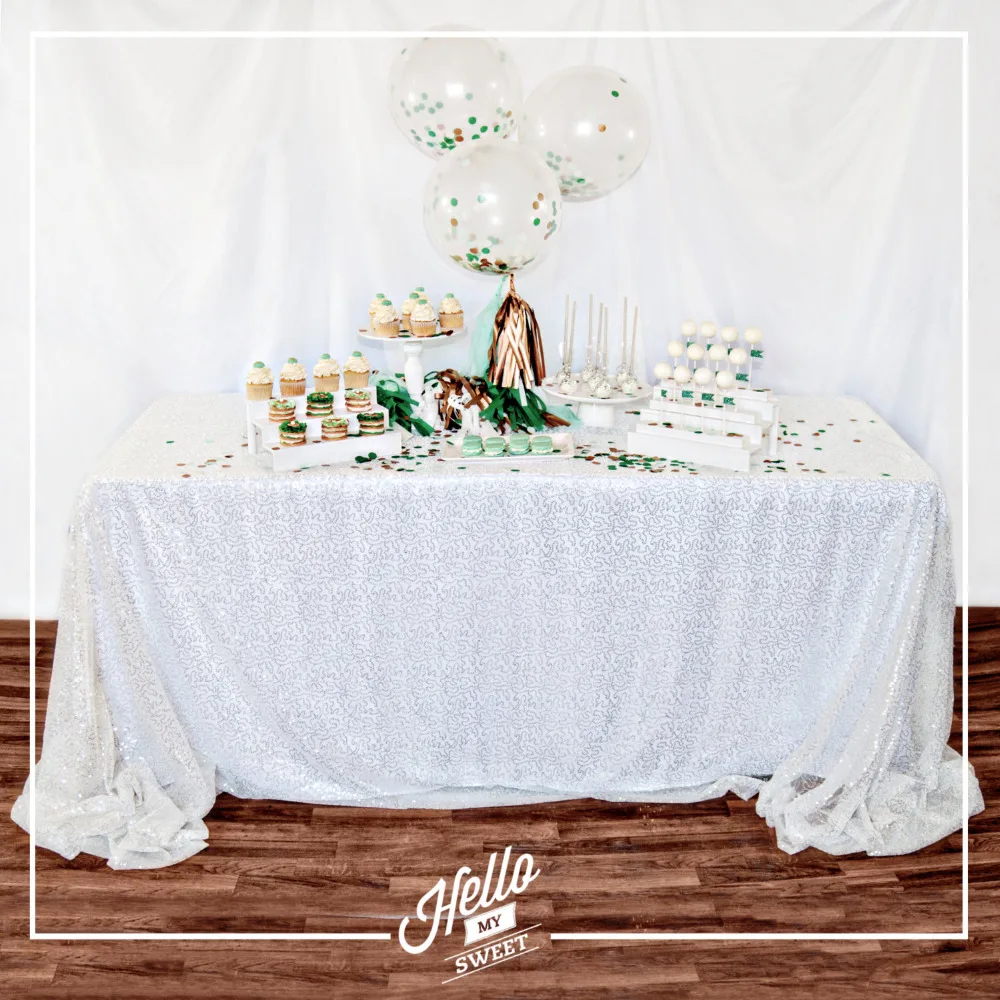 

Wholesale 5PCS Rectangle Sequin Tablecloth 90x132inch White Sparkly Wedding Sequin Tablecloth The most popular in 2017