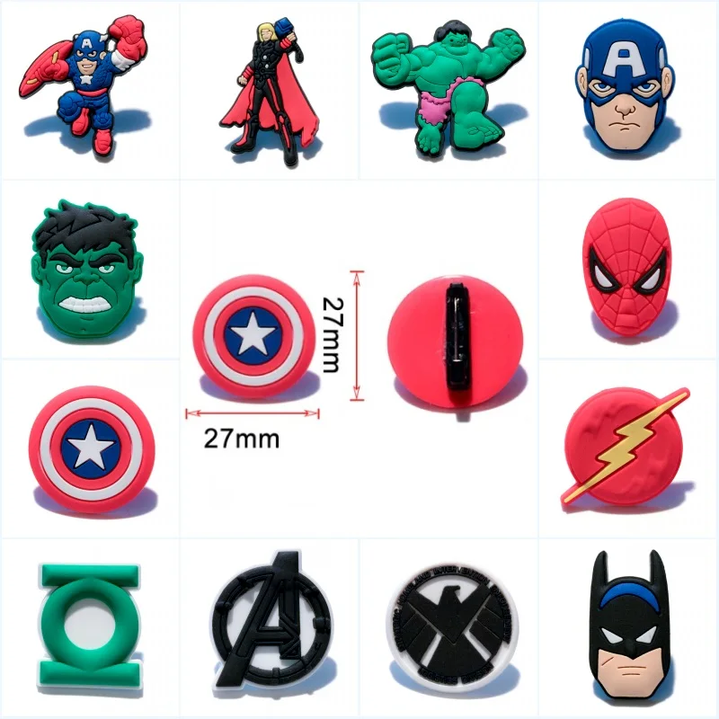 

1pcs Spider man Batman Avengers Cartoon PVC Badges Pins Brooches Button Clothes/Bag Decor Kid Party Gift Accessory Badges