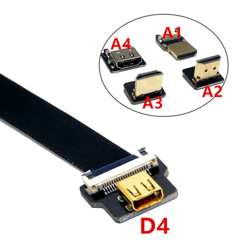 Micro HDMI Female D Type to HDMI FPV FPC Flat Cable for GoPro GH4 BMPCC A5000 A6000 A7R A7S 5cm 10cm 20cm 30cm 50cm 80cm