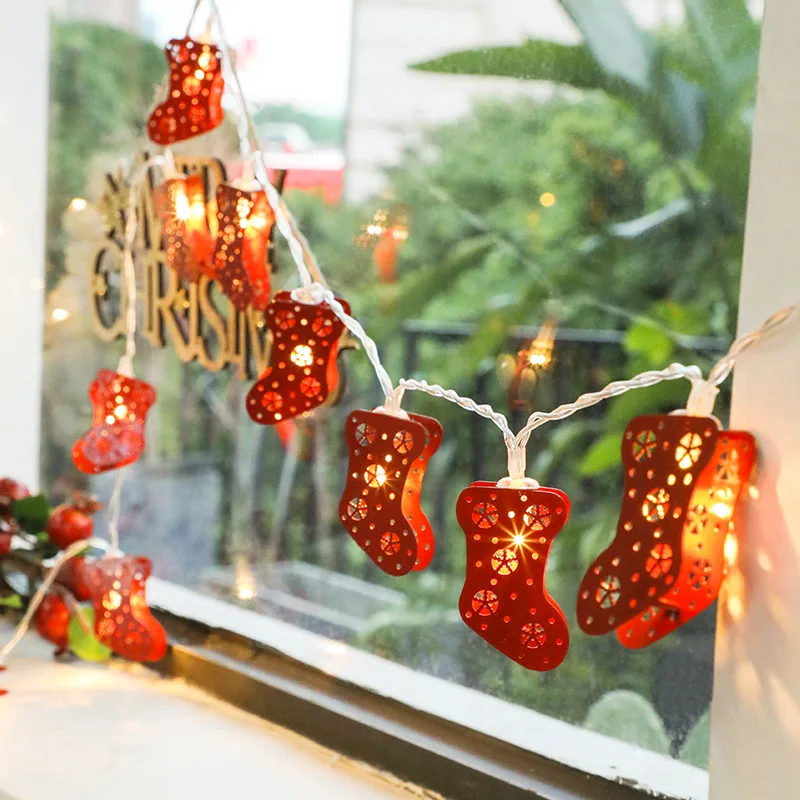 30 светодиодный Рождественский носок гирлянды для рождественской елки огни уличная гирлянда Рождественские украшения для дома гирлянда