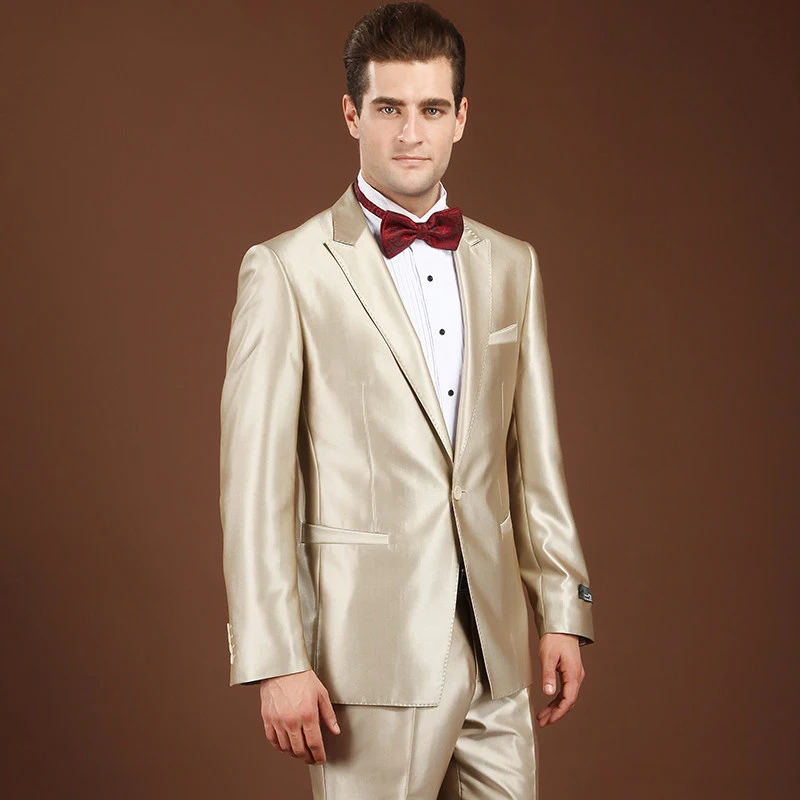 Wedding groom suit For Men Champagne Tuxedo Mens Prom Suits Latest Coat