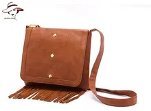 2018 Famous Brand Brown Tassel Handbag Purse Messenger Bag Women Pu Leather Handbag Shoulder Pouch New Fashion Fringe Small Bag