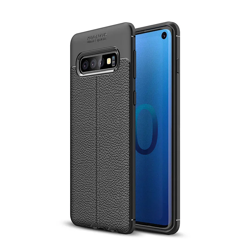 

Litchi silicone case for samsung galaxy s10 funda capas carcasa hoesje lychee leather skin tpu cover coque etui kryt tok