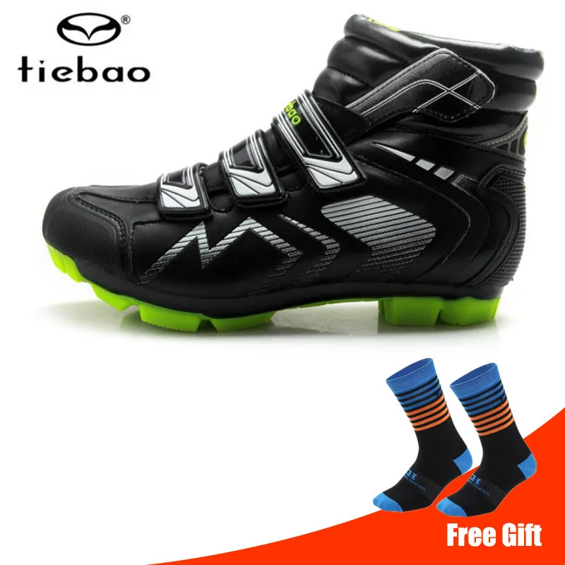 TIEBAO Winter Cycling Shoes men spd pedals sapatilha ciclismo mtb Women Men Racing Bicycle Bike Shoes Self-Locking breathable - Цвет: add socks