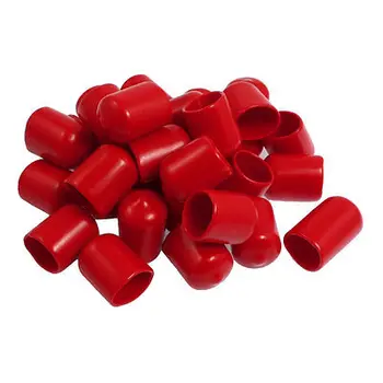 

30 Pcs 25mm High 16mm Inner Dia Round Tip Red PVC Insulated End Caps