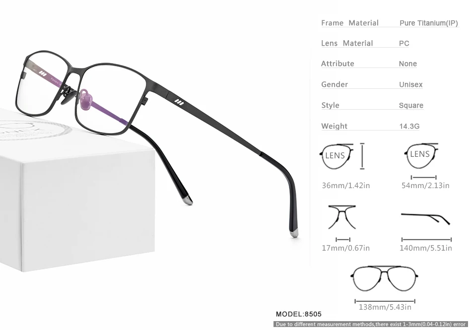 FONEX мужские очки из чистого титана, оправа, Новые квадратные оптические очки для близорукости, полная оправа, мужские очки по рецепту 8505