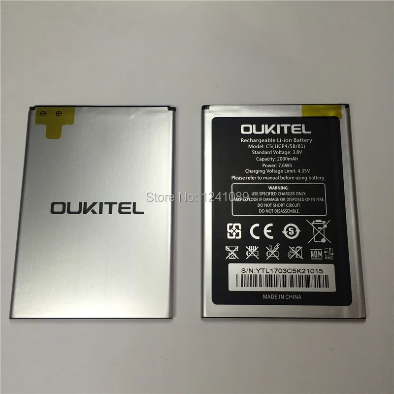 

100% original battery OUKITEL C5 battery 2000mAh 5.0inch MTK6580 High capacit Long standby time Mobile phone battery