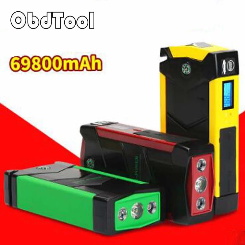 

69800mAh Car Jump Starter Portable Power Bank 12V 4USB Car Battery Booster Charger for phone Laptop SOS light Seat blet cutter
