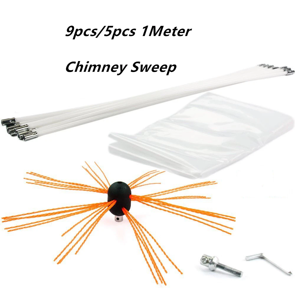 9/5 Meters Flexible Chimney Cleaner Pole Chimney Sweep Power Sweeping