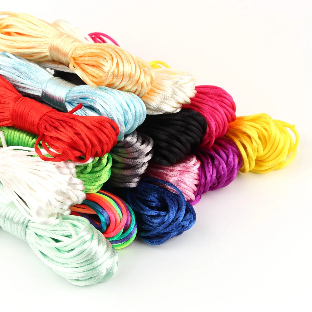 TYRY.HU MultiColor 10meter Satin Nylon Cord Solid Rope For