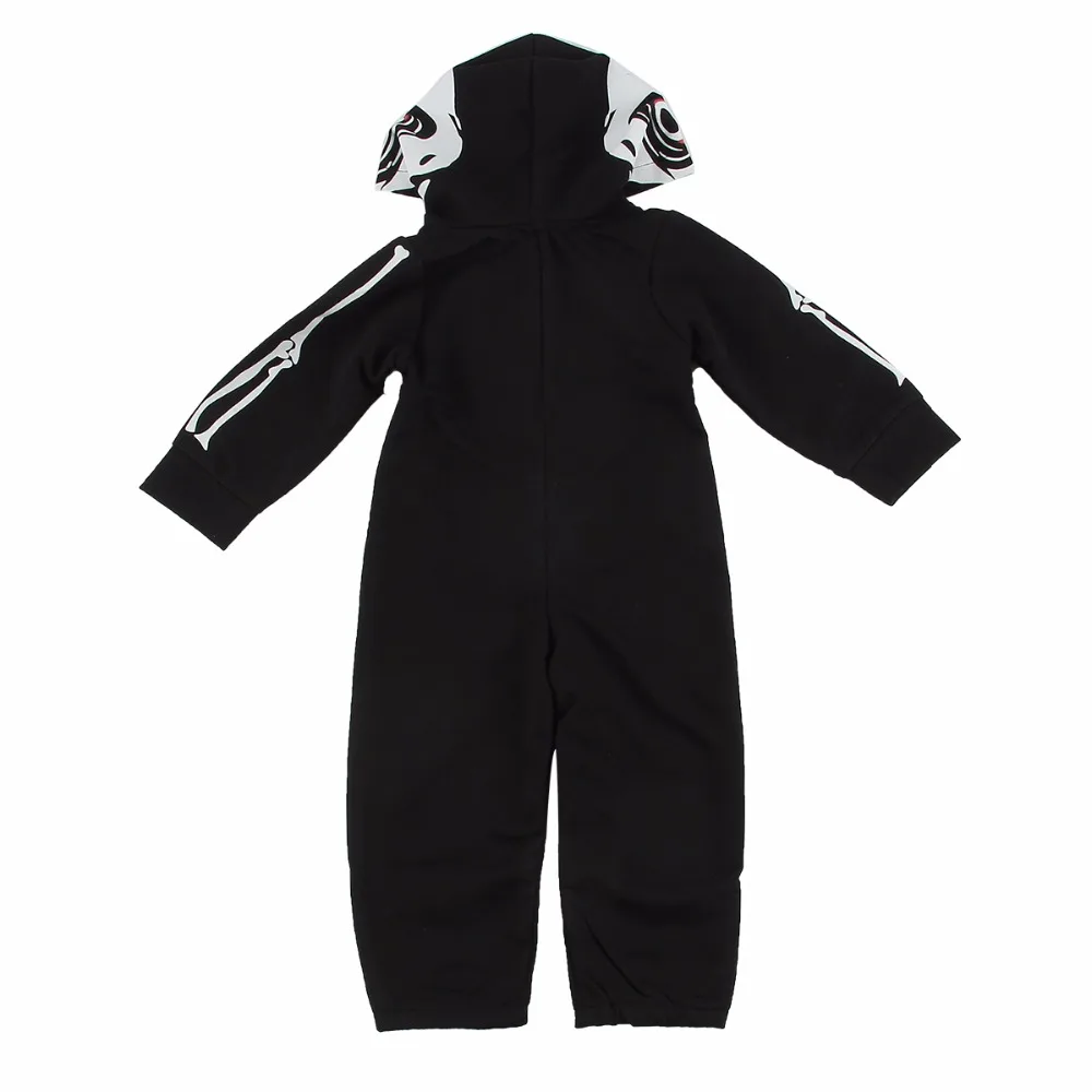 Puseky 0-24 m recién nacido bebé mameluco de manga larga Halloween calavera ropa cremallera Bebes algodón mono una pieza