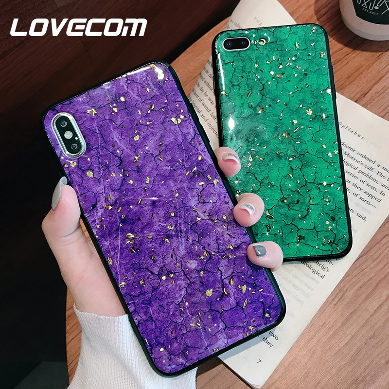 

LOVECOM Marble Case For iphone X 8 7 6 6S Plus XS MAX XR Solid Color Cracked Marble Platinum Cases Soft Phone Back Cover Case