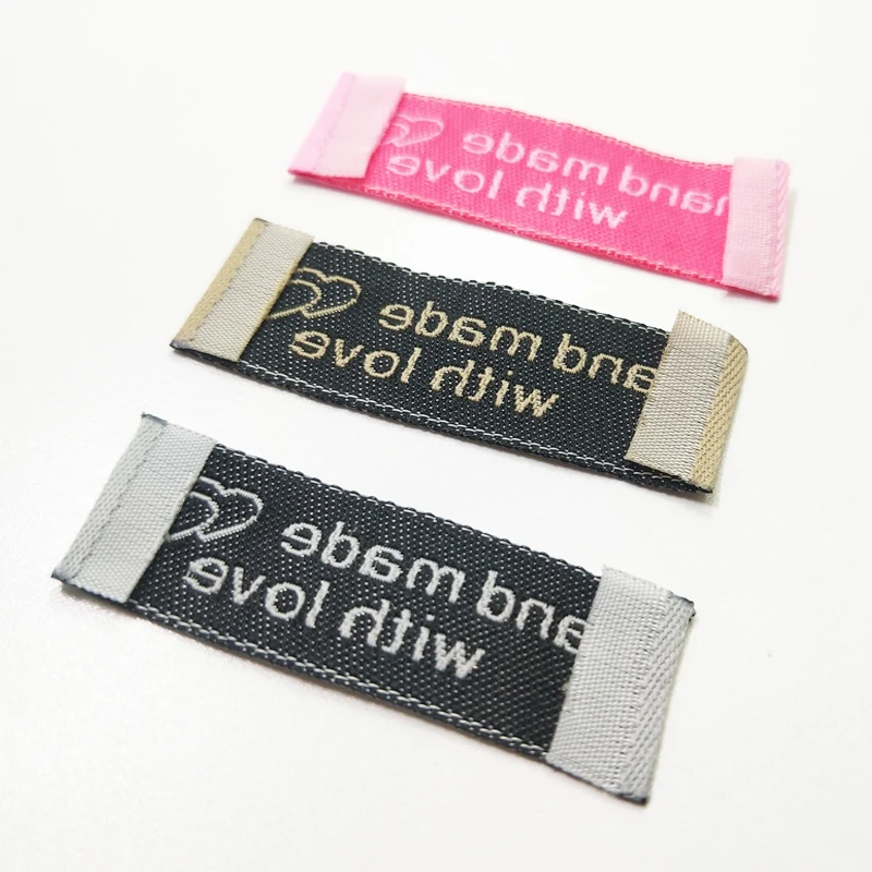 Woven Labels HAND MADE WITH LOVE Sew On Garment Clothing Label Tags 50x15mm