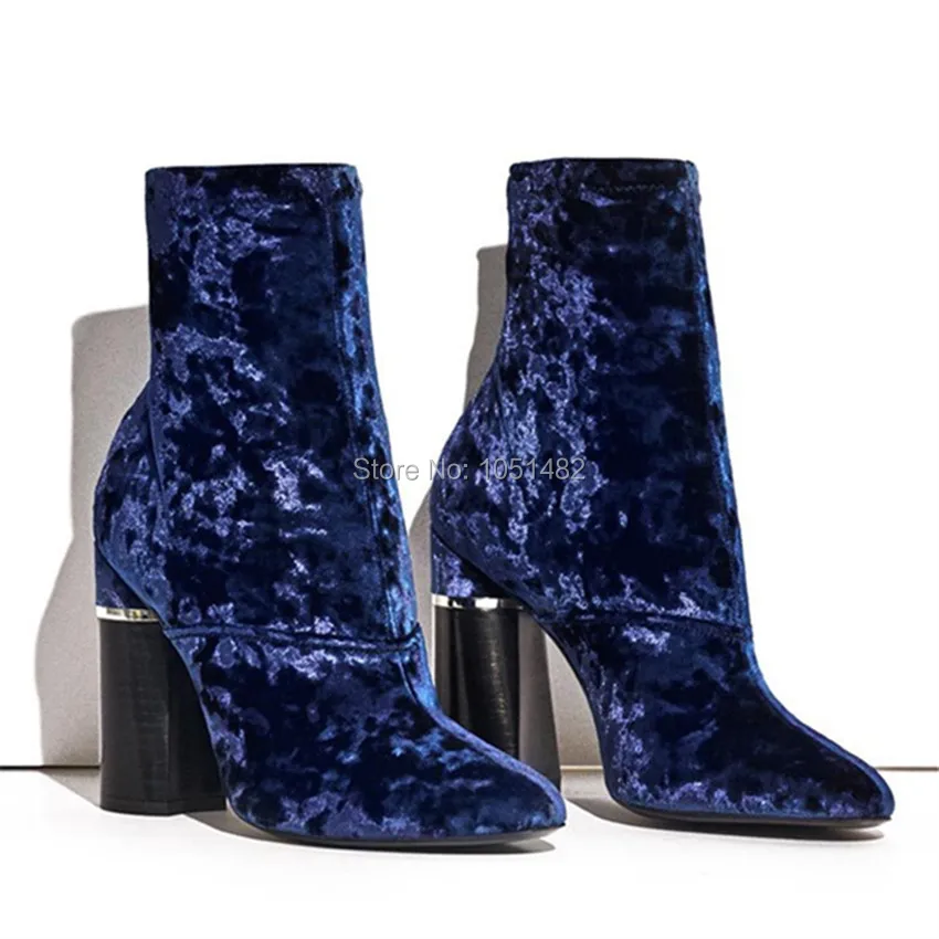 blue velvet high heel shoes