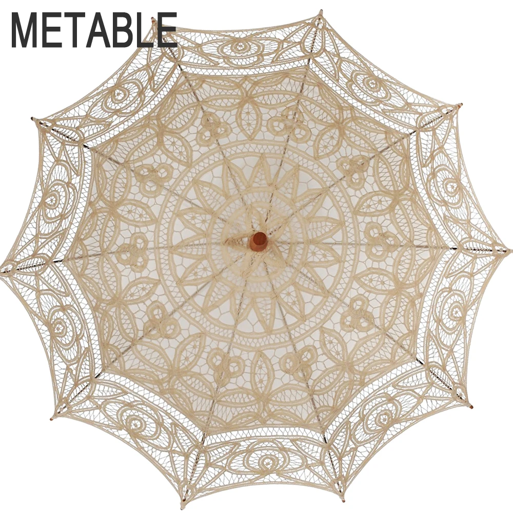 

METABLE Lace SUN Parasol BATTENBURG COTTON Embroidery Umbrella Handmade Wedding Party Decoration 3 COLOR H109