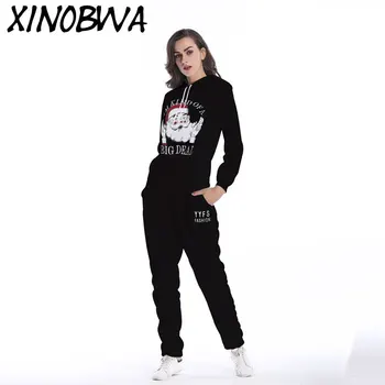 

Europe New 2018 Autumn Winter Woman Fashion Casual Plus Velvet Letter Printing 2Piece Hooded Female Fleece Sweatshirt Sports Set