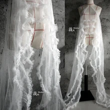 Вдохновляющая 3D большая кружевная ткань с оборками, плиссированная сетчатая ткань, аксессуары для одежды, дизайнерские ткани для лоскутов