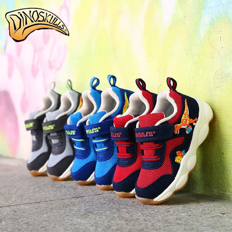 Dinoskulls Kids Boys Sneakers LED Light Up Children's Shoes 3D Dinosaur Mesh Breathable Baby Boy Trainers Srping Toddler Shoes