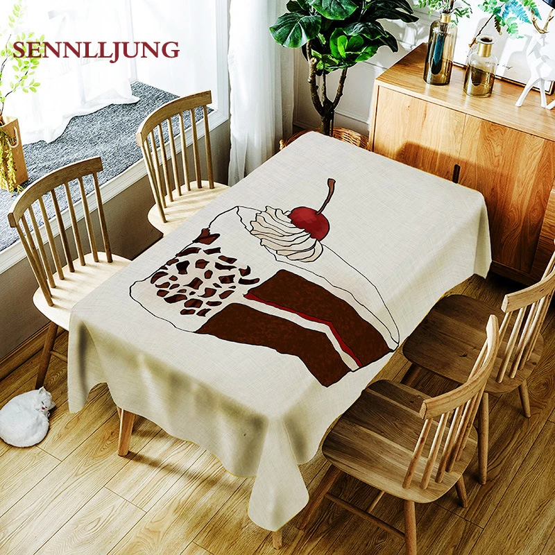 

SENNLLJUNG Digital printing polyester waterproof tablecloth table cloths Dining Kitchen Table Cover Protector Rectangle
