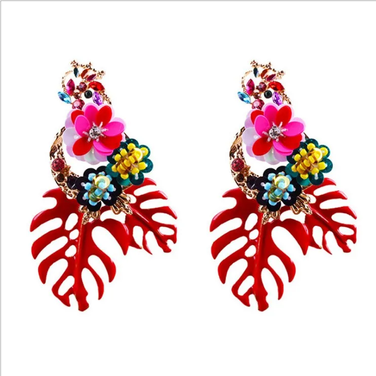 

MEILIYISHI Trendy Jewelry Enamel Glaze earring charm Sequin Flowers women earring