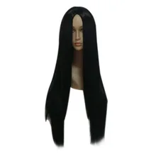 MCOSER женские косплей центральный пробор 80 см длинные прямые черные синтетические волосы вечерние парик высокотемпературное волокно 171A