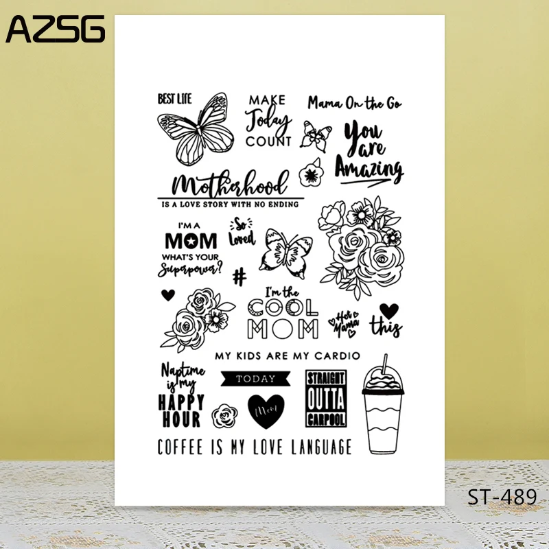 AZSG кофе моя любовь язык ясно штампы для DIY Скрапбукинг/карты/альбом декоративные силиконовый штамп ремесла