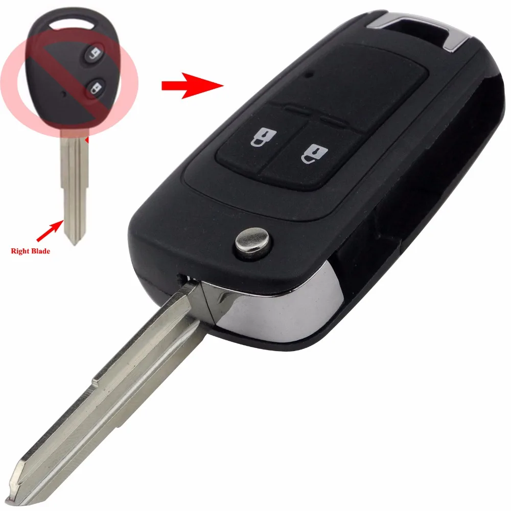 jingyuqin 10pcs/lot Modified Flid Car Blank Key Shell for Chevrolet Aveo 2 Buttons Remote Case Fob Cover Styling