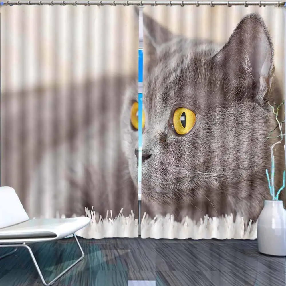 

Lazy pet cat 3D Window Curtains Living Room bedroom Drapes Rideaux factory Customized size shower curtain