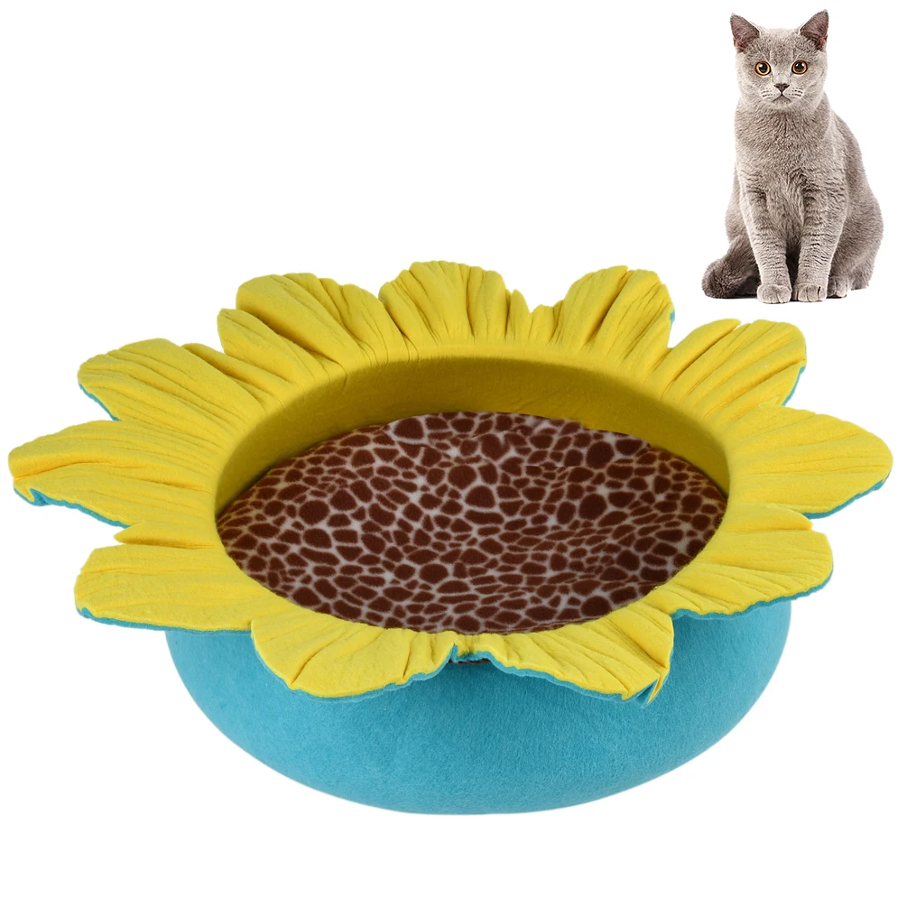 Petacc High quality Sunflower Pattern Cat Bed Comfortable Pet Cuddler
