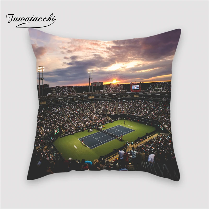 

Fuwatacchi Football World Cup Cushion Cover Stadium Green Field Throw Pillows Decorative Pillows For Home Decorative Pillowcases