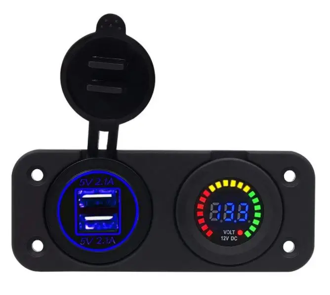 DIY Водонепроницаемый Dual USB 4.2A автомобиля переходник для зарядного устройства и вольтметр светодио дный Панель 12 В для автомобиля мотоцикла лодка Carvan