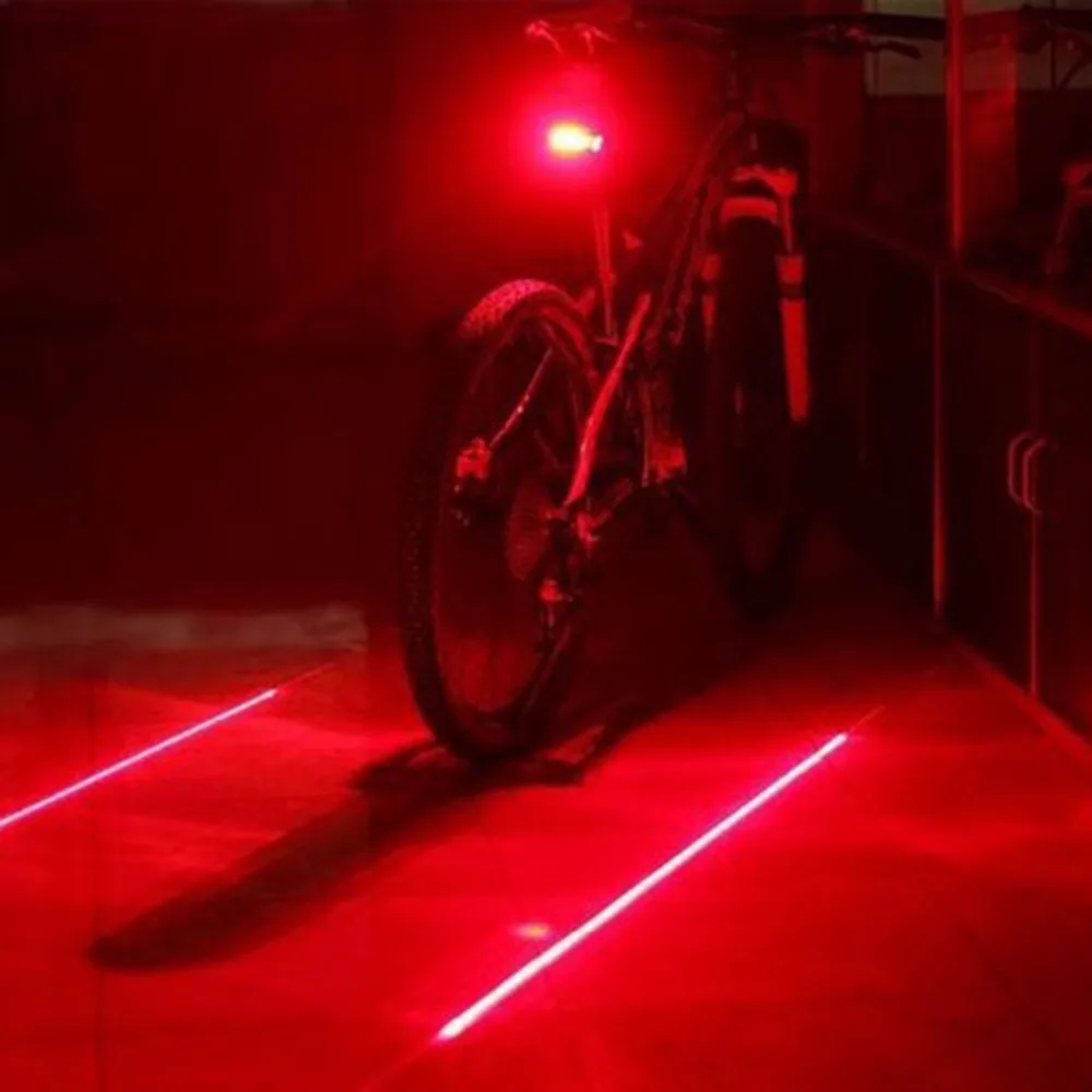 Велосипед Велоспорт огни водостойкий 5 светодио дный 2 лазеры безопасность Предупреждение свет мигающий горный велосипед Защита задних фонарей Задний фонарь задний фонарь