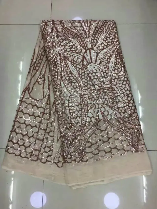 Оптовая и розничная свадебные украшения Франция золотой блестки кружевной ткани