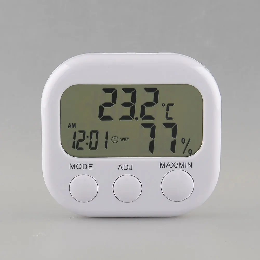 

Digital Thermometer Humidity Meter Air Temperature Moisture Clock TA638 White Drop Shipping Tool LCD Digital Weather Thermometer