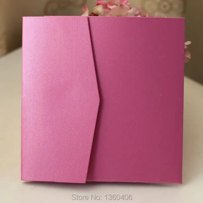 Wholesale Blank Square Custom color Pocketfold Wedding invitation card