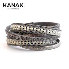 KANAK Brazilian Bracelets For Women Multilayer Leather Bracelet Boho Wrap Magnetic Bracelet Fashion Jewelry Gift