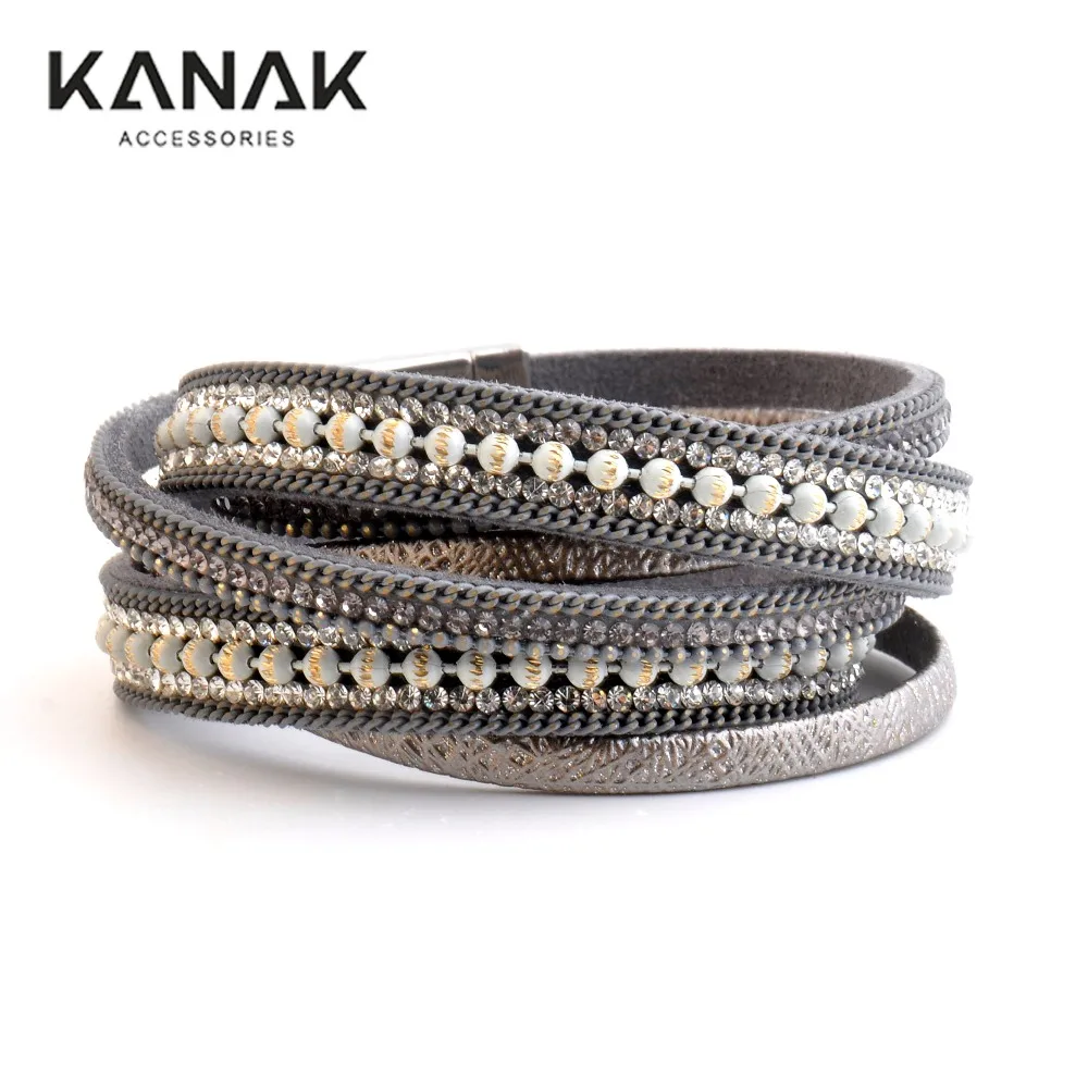 KANAK Brazilian font b Bracelets b font For Women Multilayer Leather font b Bracelet b font