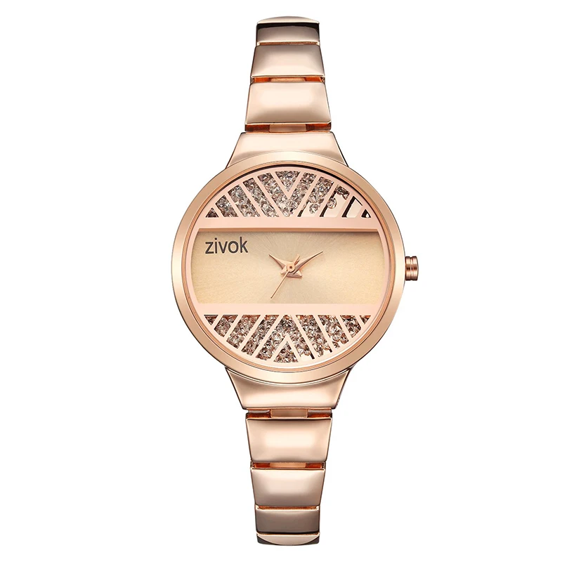 

Rhinestone Quartz Watch Women Fashion Rose Gold Color Durable Stainless Steel Belt Luxury Casual Elegant Silver color Gift 8023